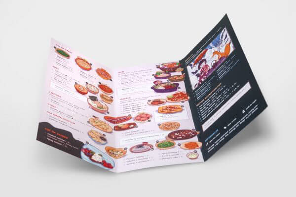 Folder ulotka menu skladane drukarnia Aqrat min 600x400 - Druki hotelowe