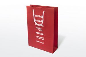 Torba papierowa z nadrukiem firmowym czerwona 300x200 - Torby papierowe