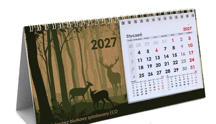 Kalendarze biurkowe Kalendarz firmowy — biurkowy spiralowany eco, wzór z oferty drukarni AQRAT